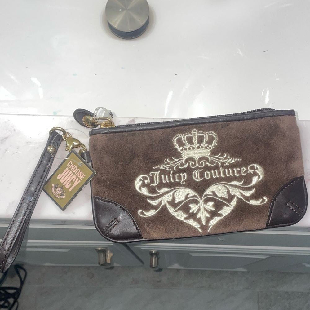 Juicy Couture Brown and Cream Wristlet NWT
